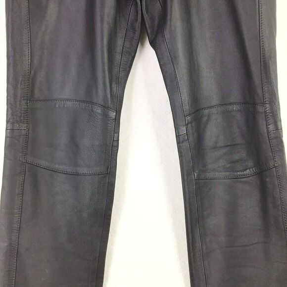 Lilly Sarti Lambskin Leather Moto Pants Size 40 Black Gold Designer Brazil - Picture 3 of 11